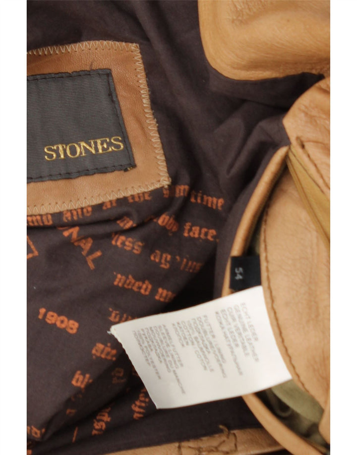 Jaqueta de couro masculina Stones IT 54 2XL couro bege