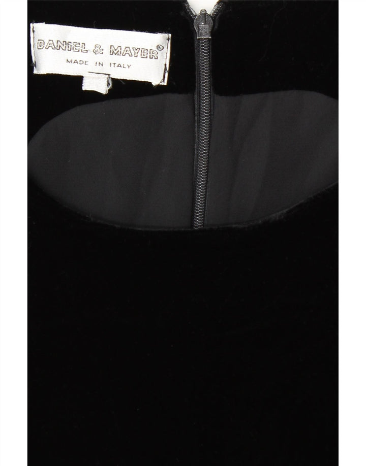 DANIEL & MAYER Vestido feminino sem mangas com bainha de veludo Reino Unido 12 médio preto