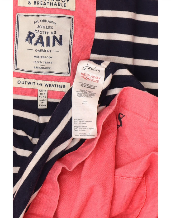 Capa de chuva feminina com capuz JOULES UK 12 linho rosa médio