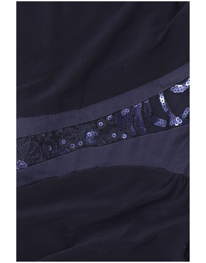 RALPH LAUREN Vestido feminino sem mangas com bainha US 4 pequeno azul marinho poliéster