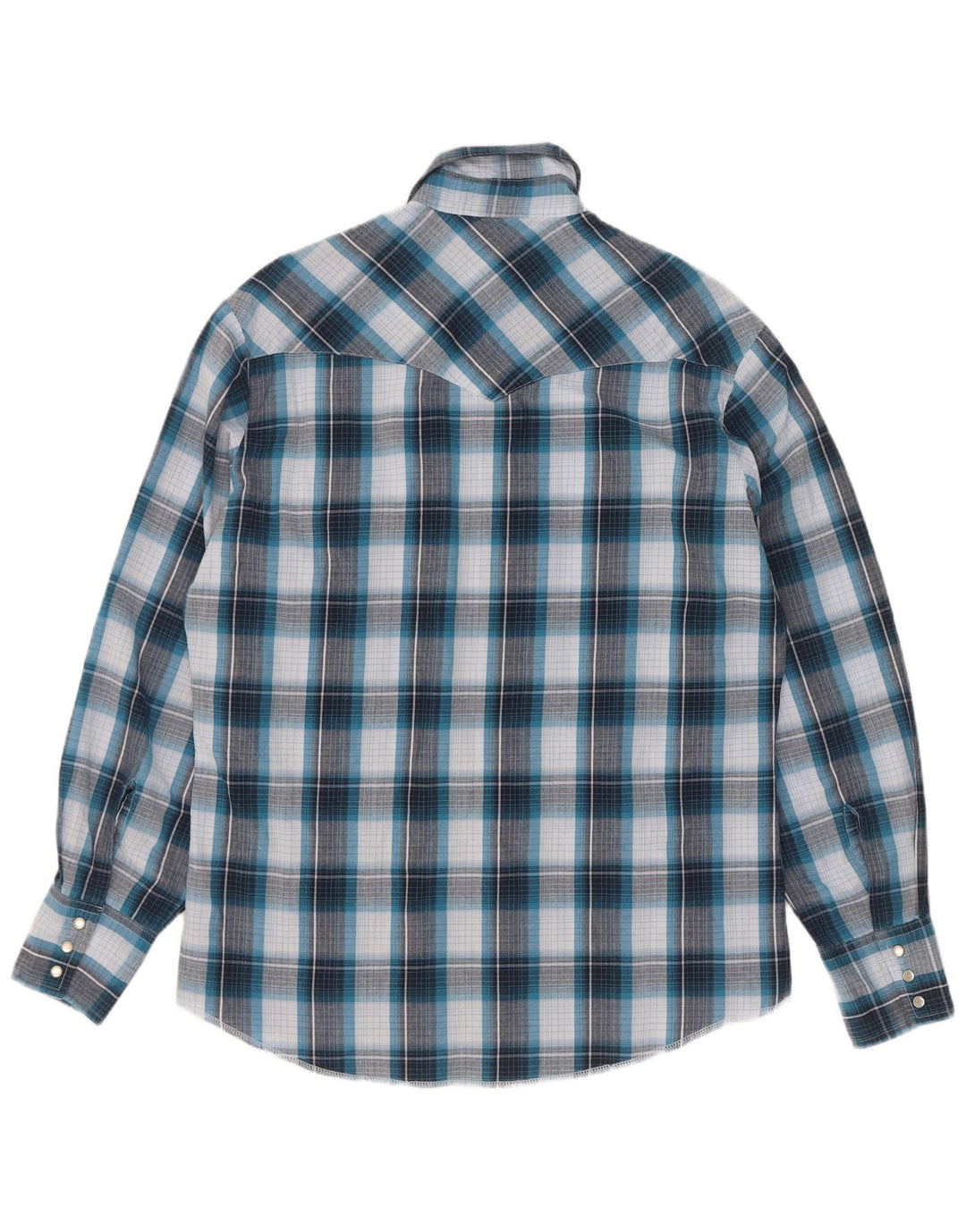 Camisa masculina Wrangler de algodão xadrez azul médio