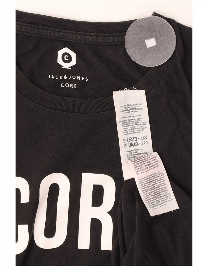Camiseta gráfica masculina Jack & Jones grande algodão preto