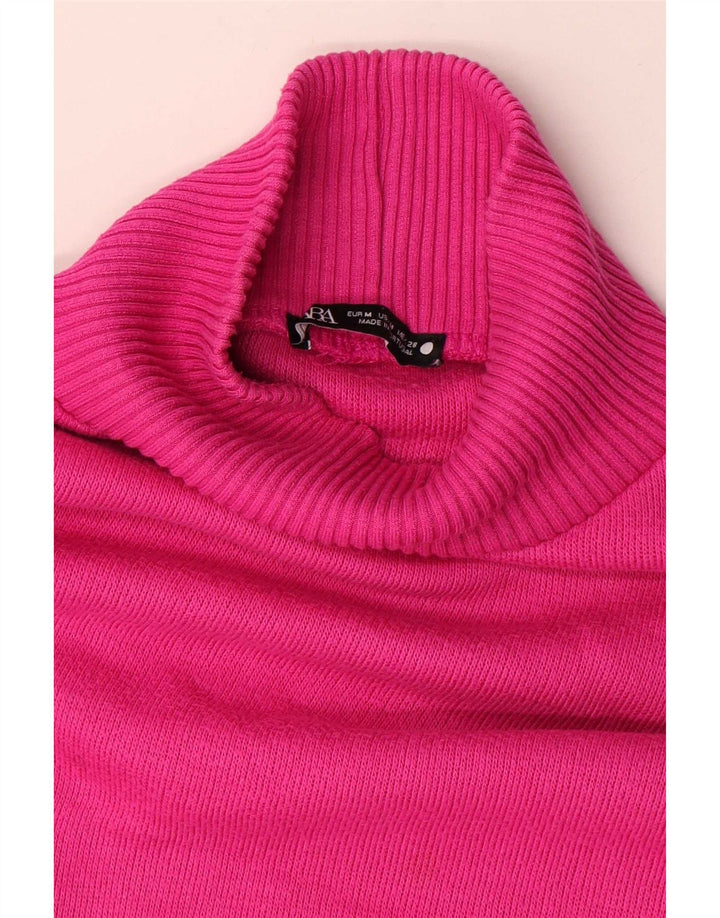 Suéter feminino Zara com gola alta e gola alta, tamanho UK 14, rosa médio
