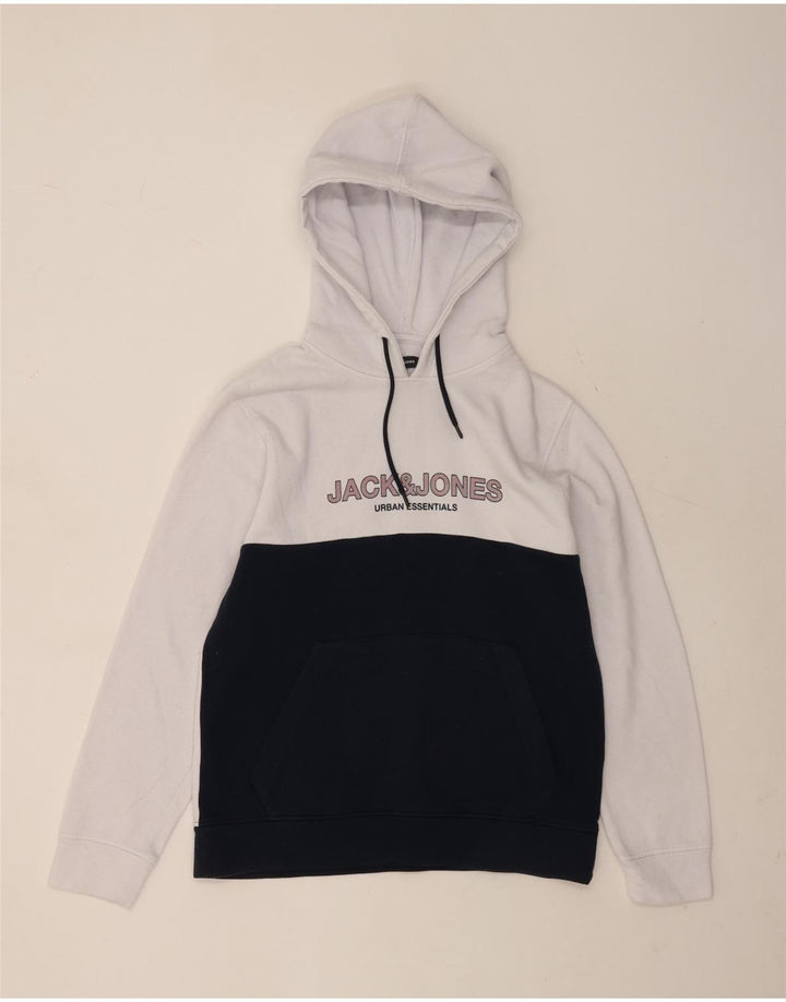 Suéter com capuz gráfico masculino JACK & JONES grande poliéster colorido branco