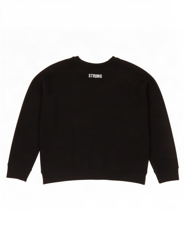 Zara feminino Trafaluc gráfico moletom jumper Reino Unido 14 médio algodão preto