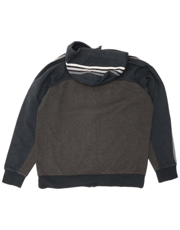 Adidas masculino zip moletom com capuz grande cinza colorblock algodão