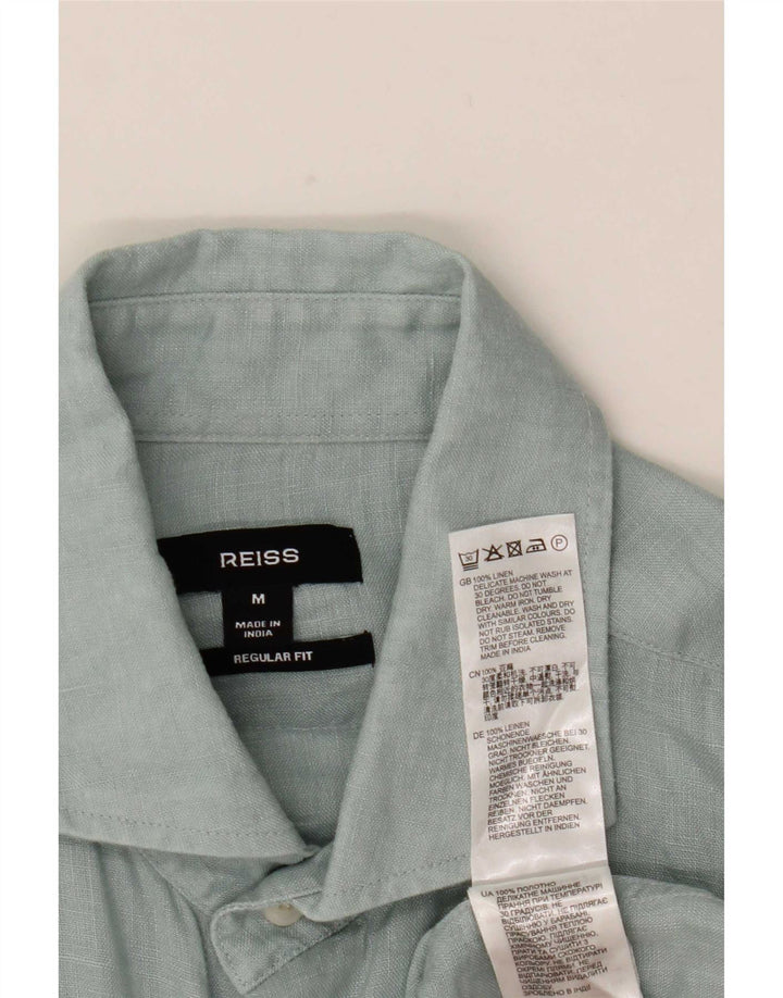 Camisa masculina Reiss Regular Fit linho azul médio
