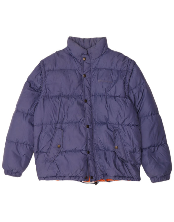 Jaqueta masculina acolchoada com capuz Sergio Tacchini UK 40 grande azul poliamida