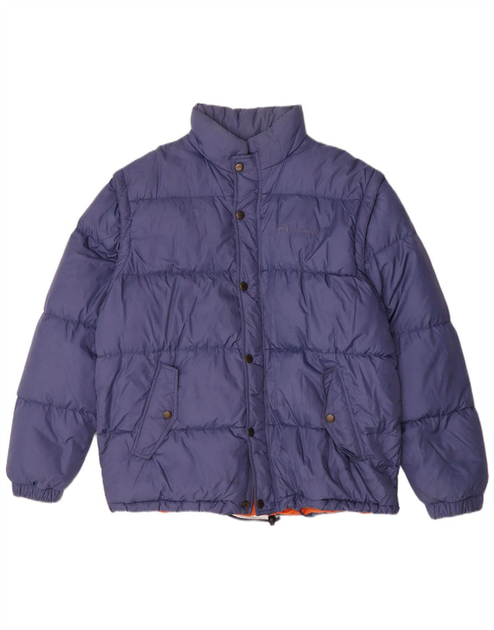 Jaqueta masculina acolchoada com capuz Sergio Tacchini UK 40 grande azul poliamida