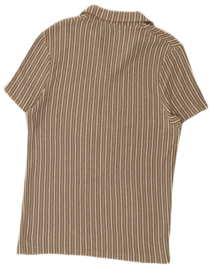 Camisa polo masculina Zara grande listrada bege
