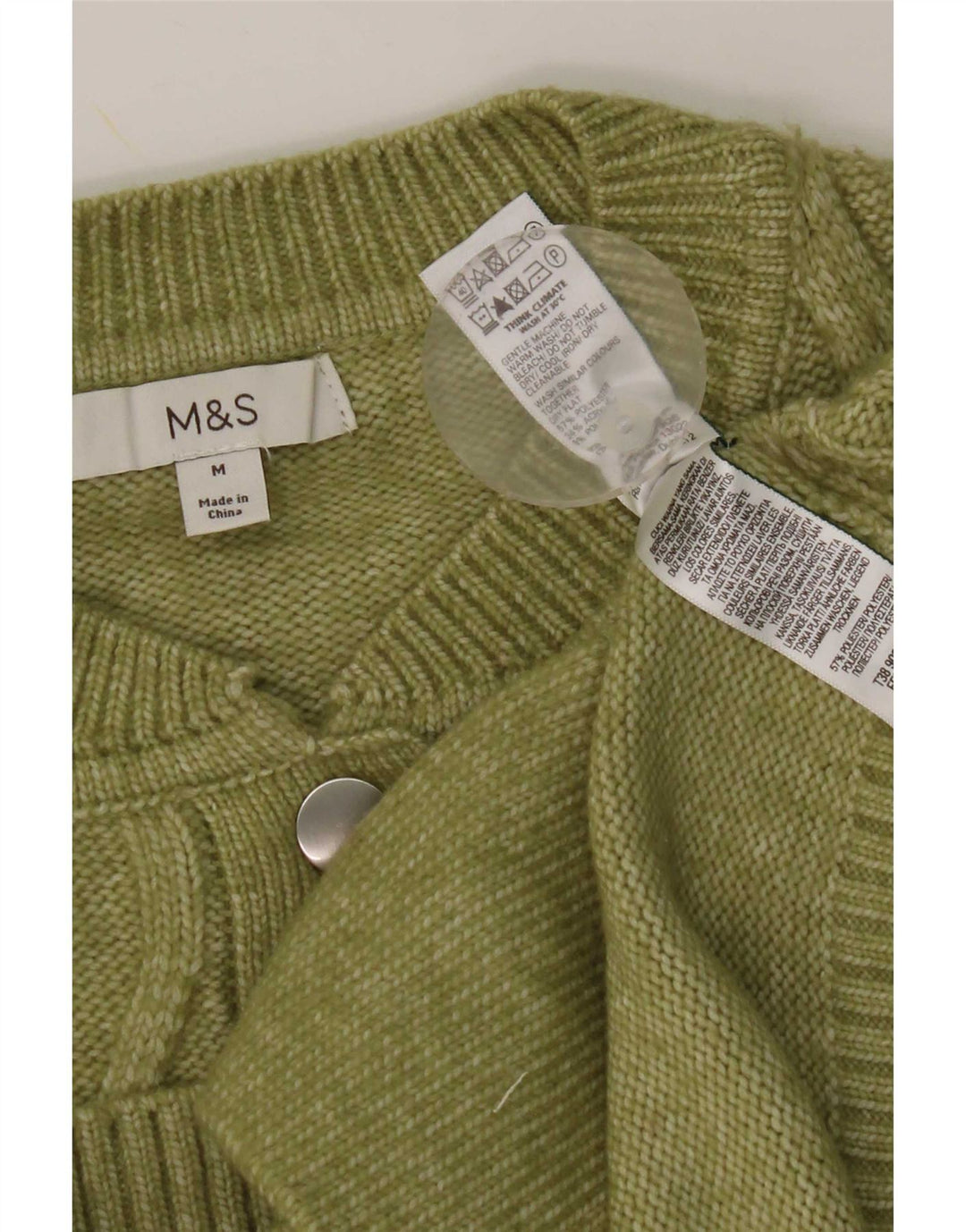 Suéter cardigã feminino Marks & Spencer UK 14 poliéster verde médio