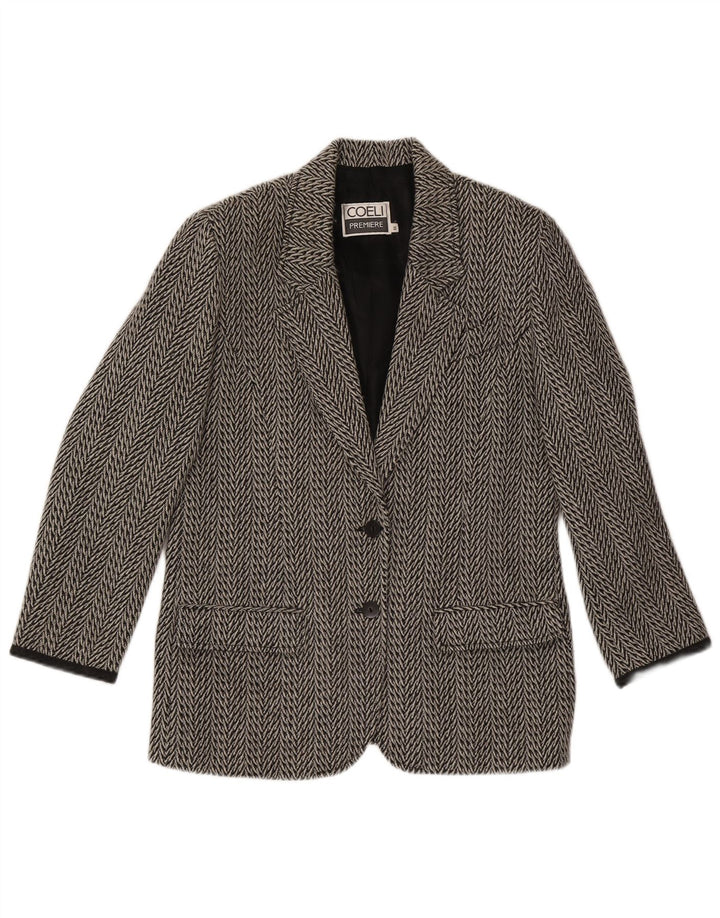 Jaqueta blazer feminina Coeli Premiere com 2 botões IT 44 espinha de peixe cinza médio