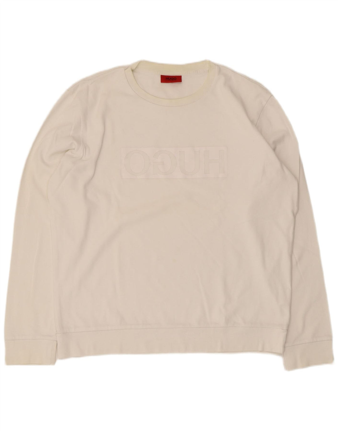 Hugo Boss Mens Graphic Moletom Jumper XL Algodão Branco