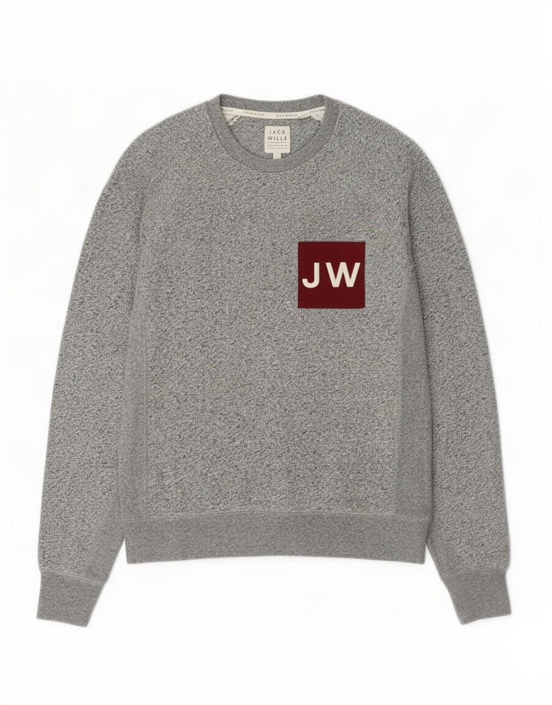 Jack Wills moletom gráfico masculino jumper pequeno algodão manchado cinza