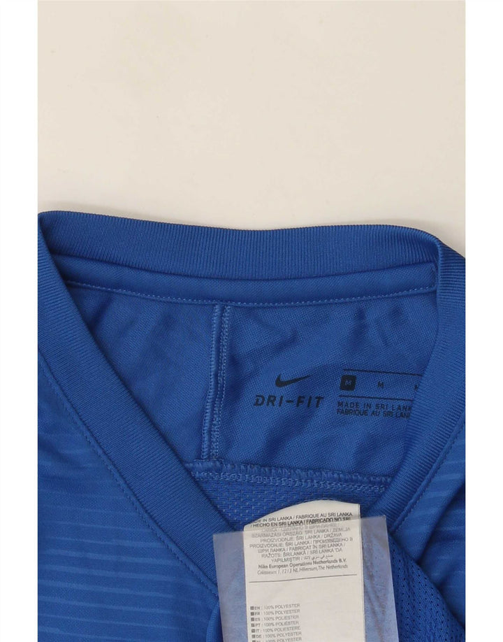 Camiseta Nike Masculina Dri Fit Graphic Top Médio Azul Riscas de Poliéster