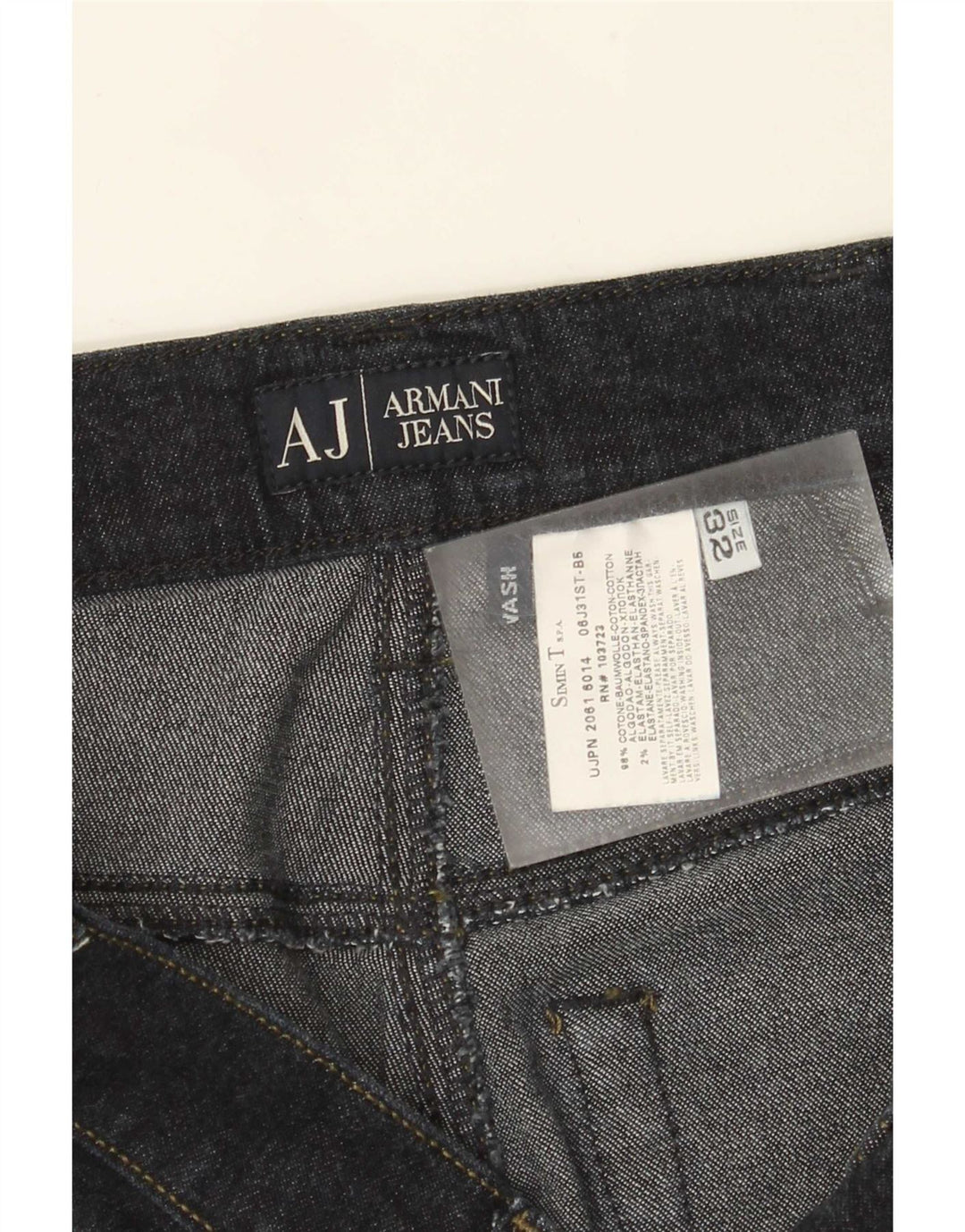Jeans retos femininos Armani W32 L34 algodão azul marinho