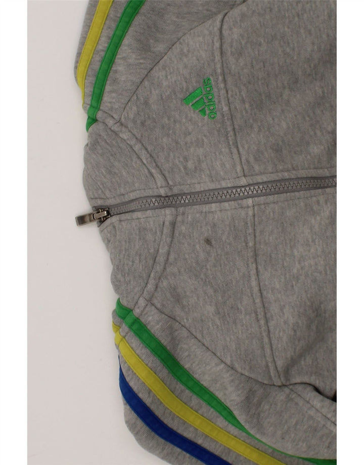 ADIDAS Boys Climalite Zip Hoodie Sweater 9-10 Years Grey Cotton Vintage Adidas and Second-Hand Adidas from Messina Hembry 