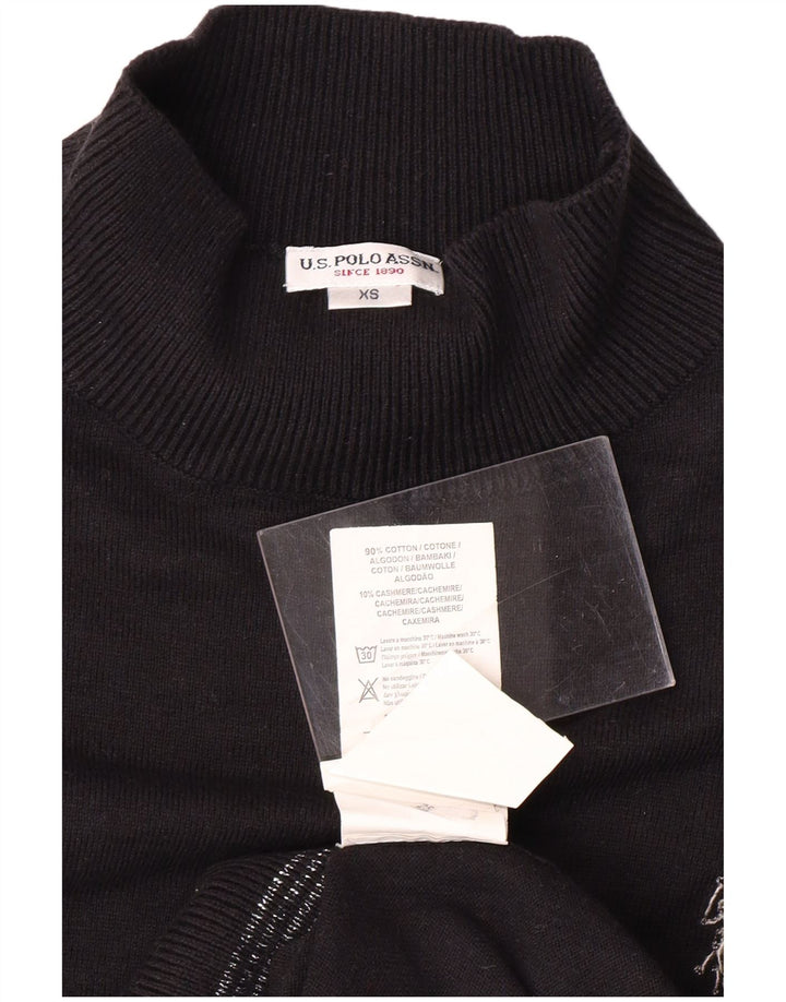 ASSN POLO DOS EUA. Suéter feminino com gola tartaruga UK 6 XS algodão preto