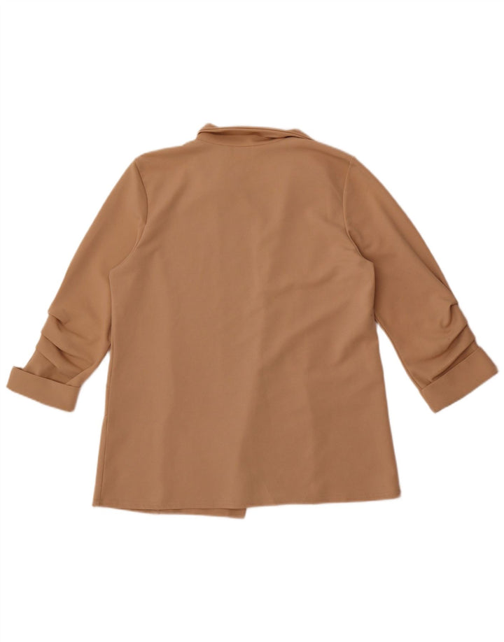 Quiz Jaqueta blazer feminina manga 3/4 aberta Reino Unido 12 poliéster bege médio