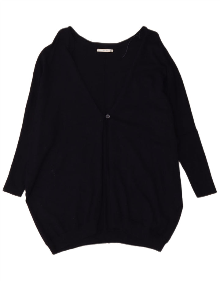 Zara Suéter feminino oversized com decote em V Reino Unido 14 médio azul marinho