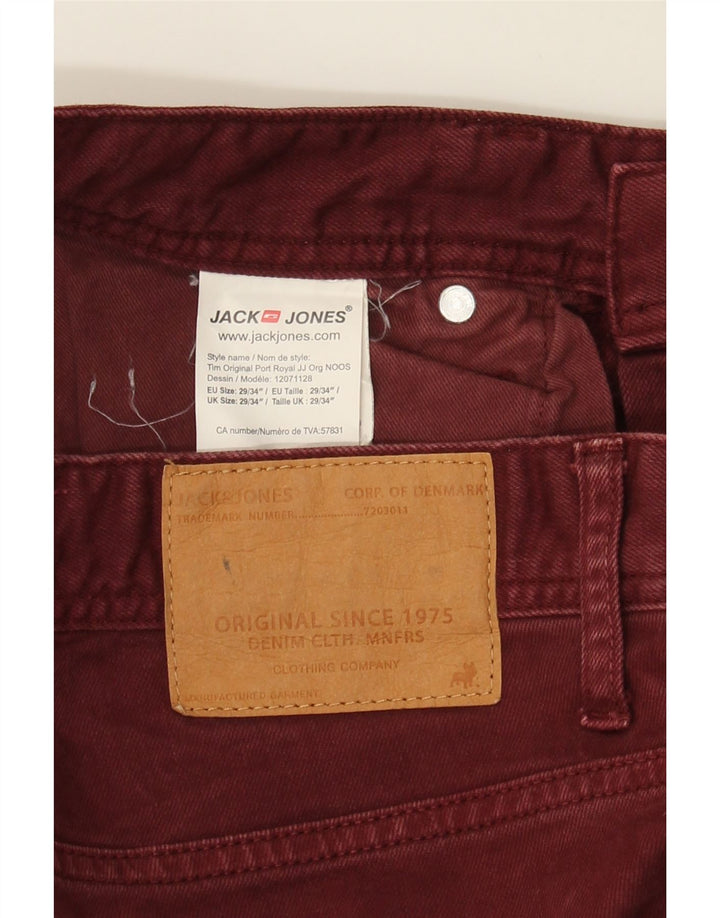 JACK & JONES Mens Tim Slim Jeans W29 L34 Burgundy Cotton Vintage Jack & Jones and Second-Hand Jack & Jones from Messina Hembry 