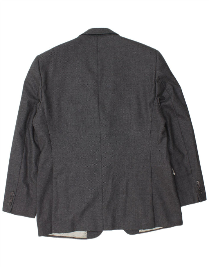 Aquascutum Jaqueta Blazer Masculina com 2 Botões Reino Unido 46 3XL Lã Cinza