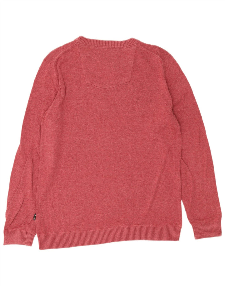 Suéter masculino Fat Face com gola redonda e algodão vermelho médio