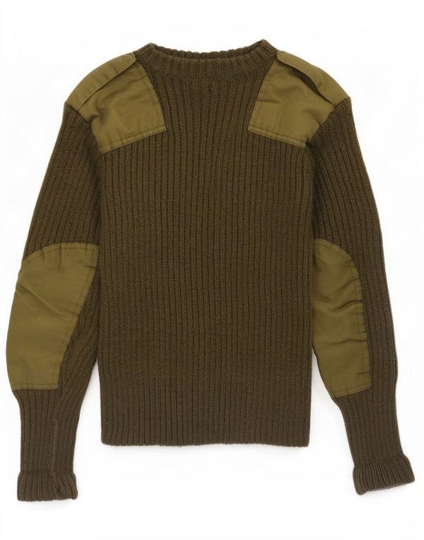 Suéter vintage masculino militar com gola redonda XS cáqui