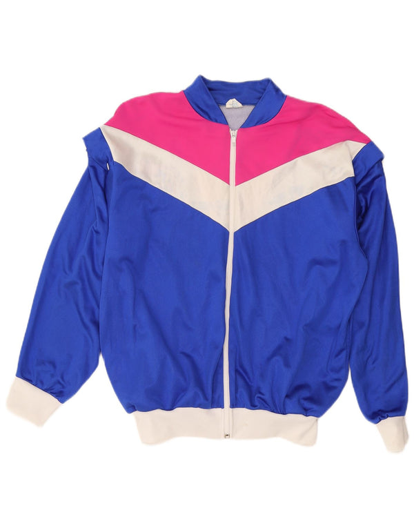 Jaqueta feminina DANA UK 14 grande bloco colorido azul anos 80