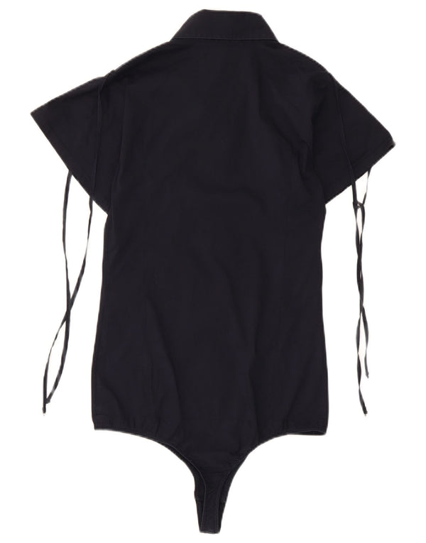 Camisa feminina Patrizia Pepe Playsuit IT 40 pequena azul marinho algodão