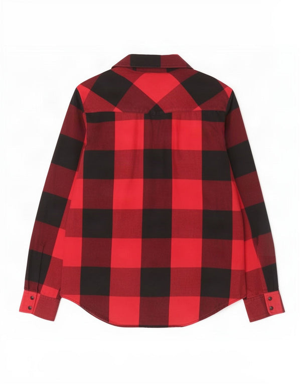 Camisa feminina de flanela Zara UK 10 pequena vermelha guingão
