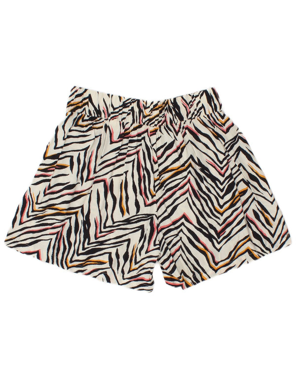 Shorts casuais femininos Marks & Spencer Reino Unido 8 pequeno W28 branco estampa animal