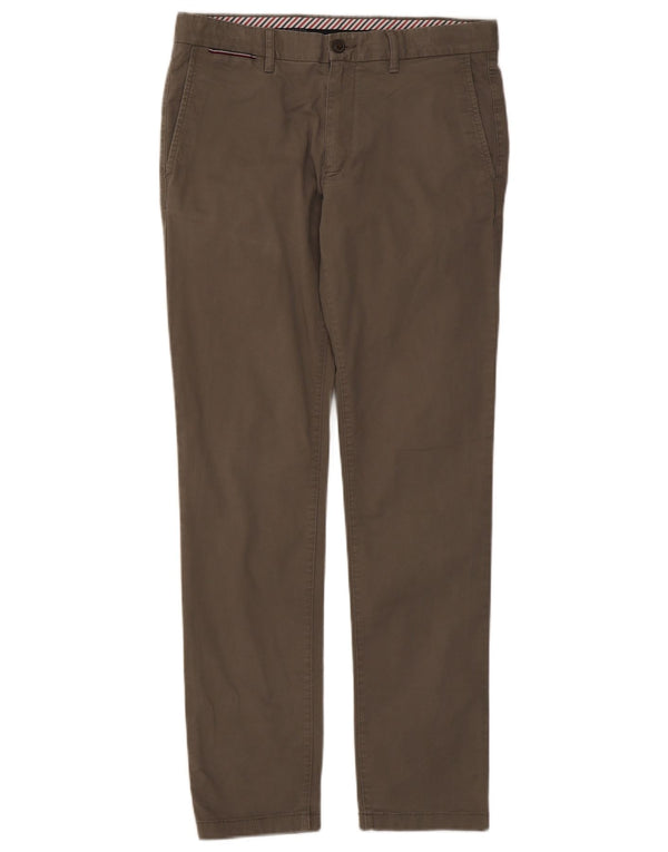 Tommy Hilfiger Mens Slim Chino Calças W32 L32 Algodão Cáqui