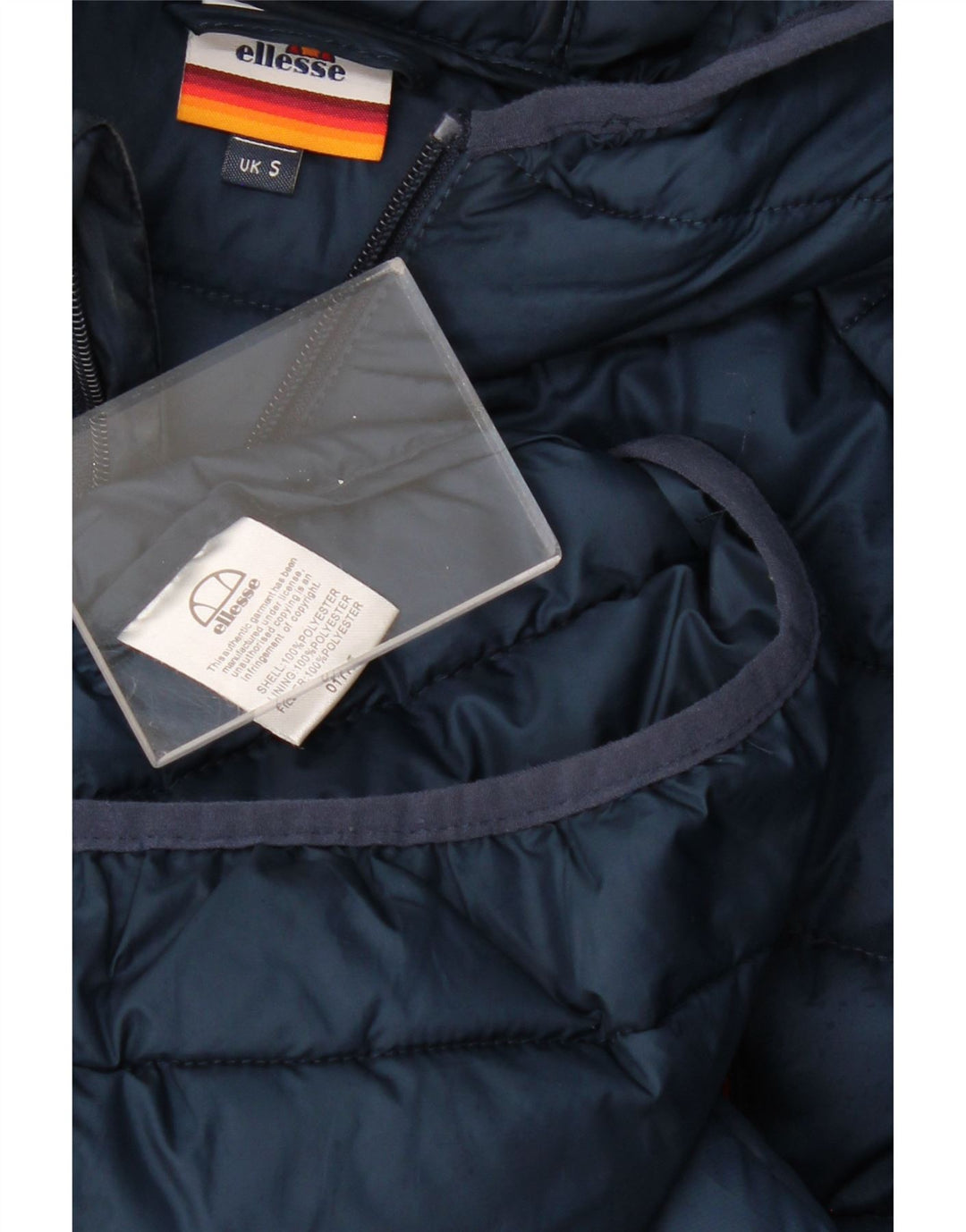 Jaqueta masculina acolchoada com capuz ELLESSE UK 36 poliéster azul marinho pequeno