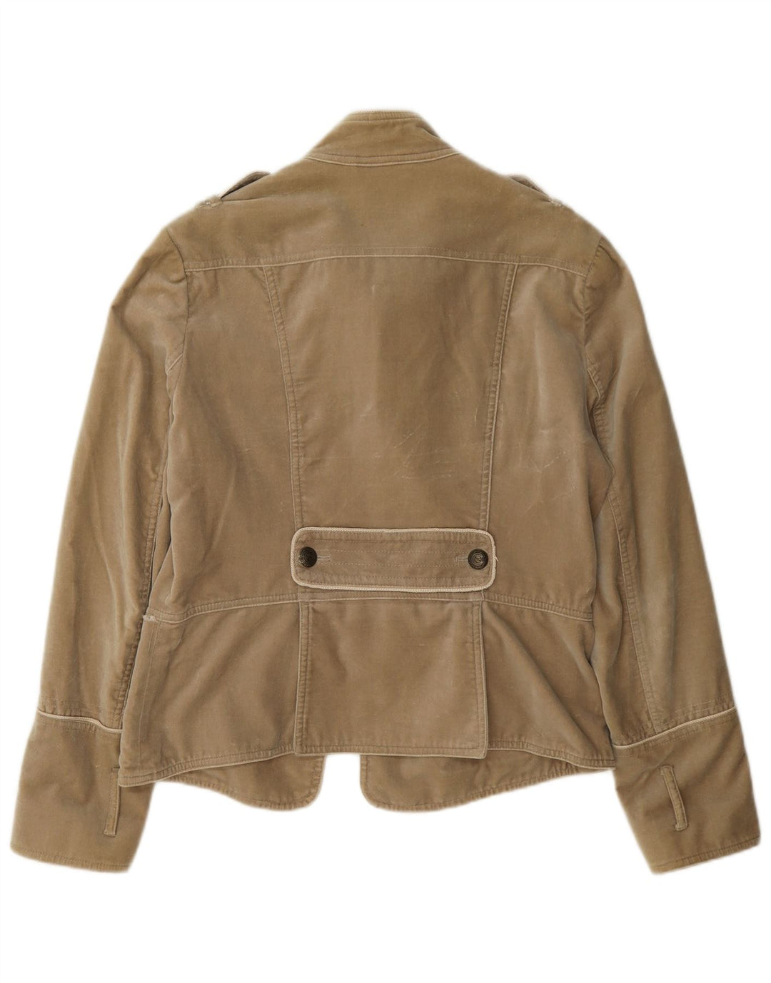 Jaqueta blazer militar feminina Massimo Dutti com peito duplo Reino Unido 18 XL bege