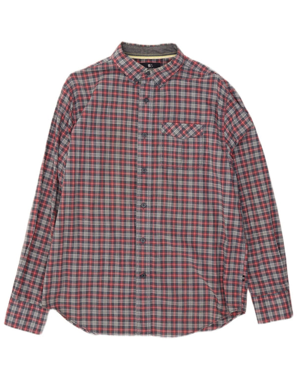 Camisa masculina Nautica de algodão xadrez azul médio