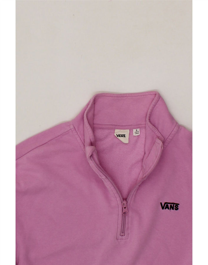 VANS Womens Oversized Crop Zip Neck Sweatshirt Jumper UK 10 Small Pink Vintage Vans and Second-Hand Vans from Messina Hembry 