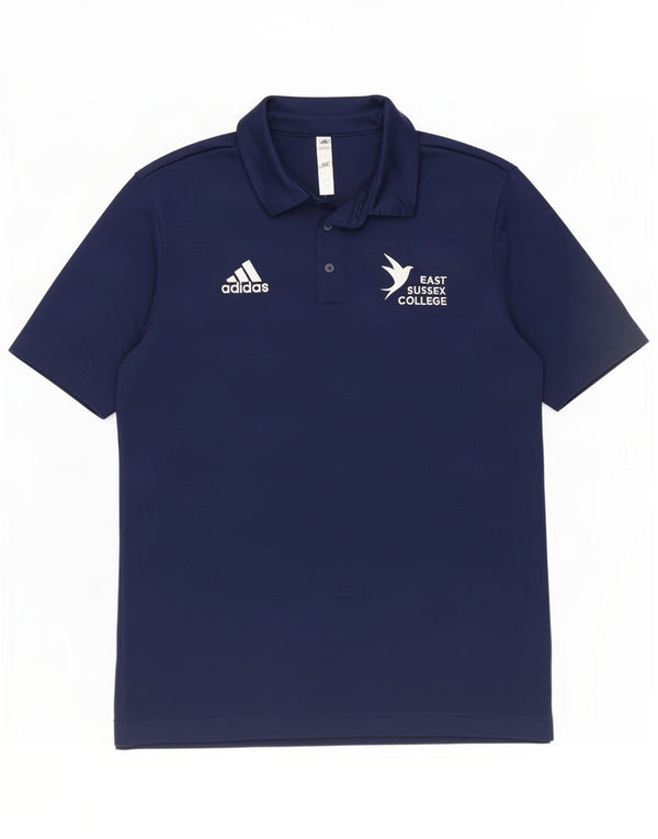 Camisa polo gráfica masculina Adidas pequena azul marinho poliéster