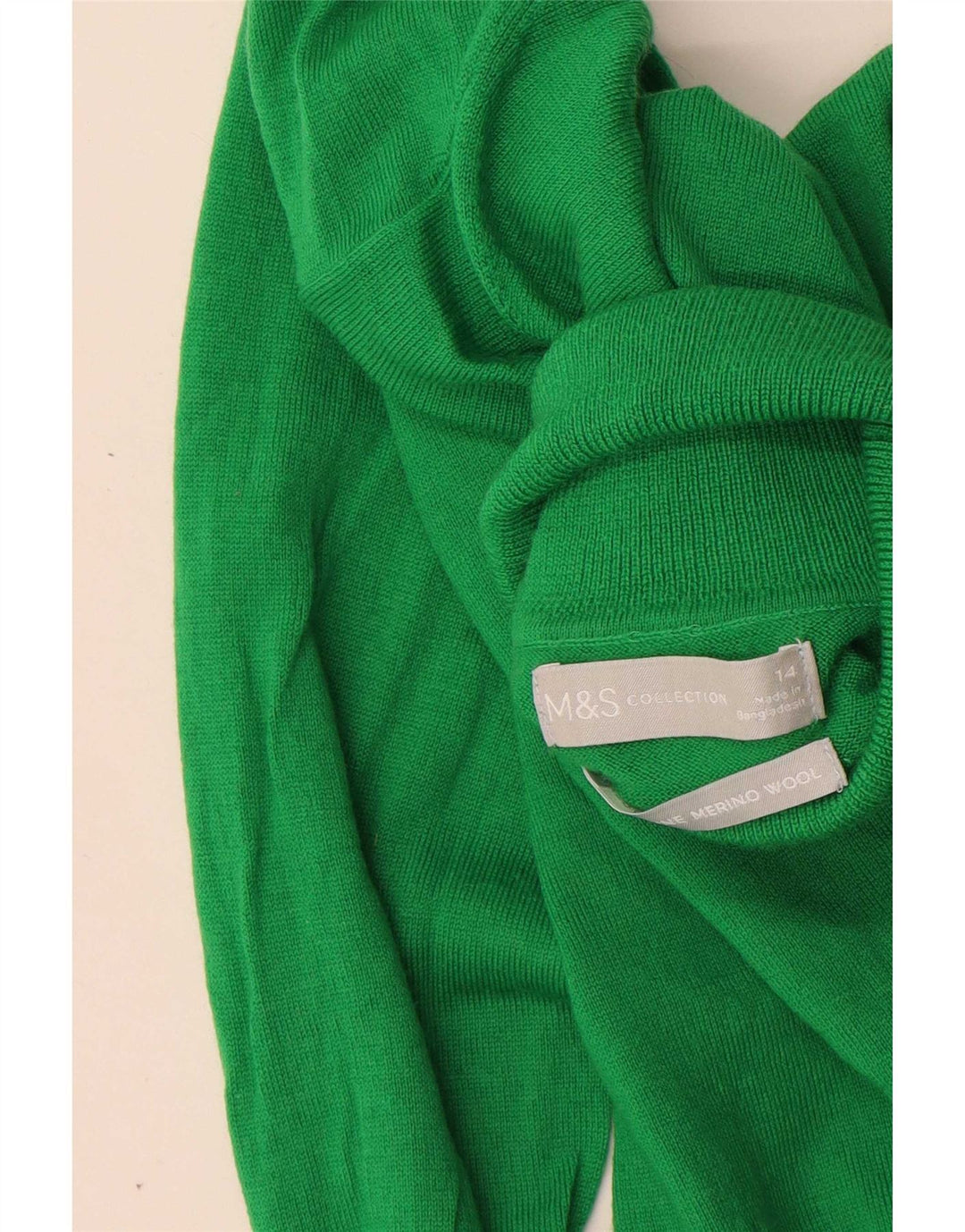Suéter feminino Marks & Spencer com gola redonda Reino Unido 14 grande verde