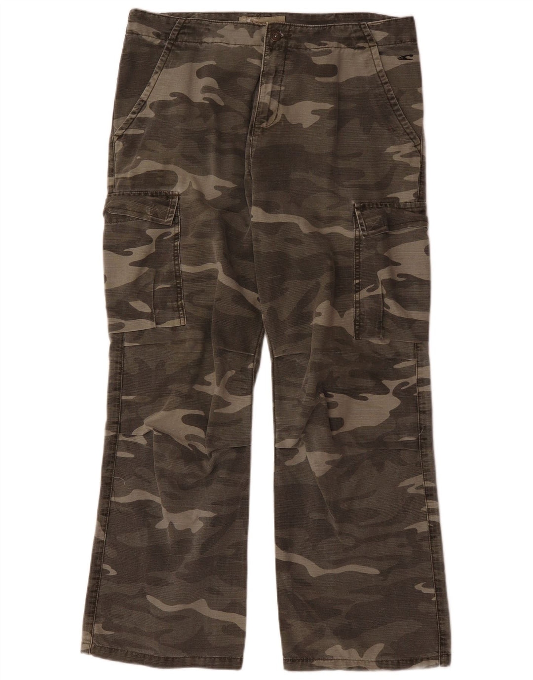 Calça cargo masculina O'NEILL reta grande W36 L29 algodão camuflado cáqui