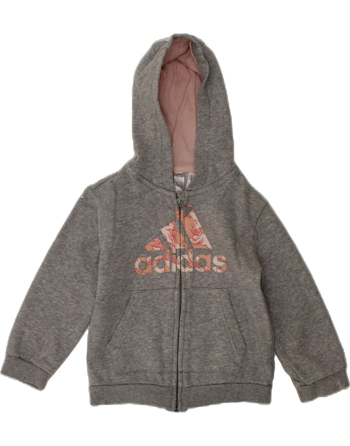 ADIDAS Baby Girls Graphic Zip Hoodie Sweater 18-24 Months Grey Cotton Vintage Adidas and Second-Hand Adidas from Messina Hembry 