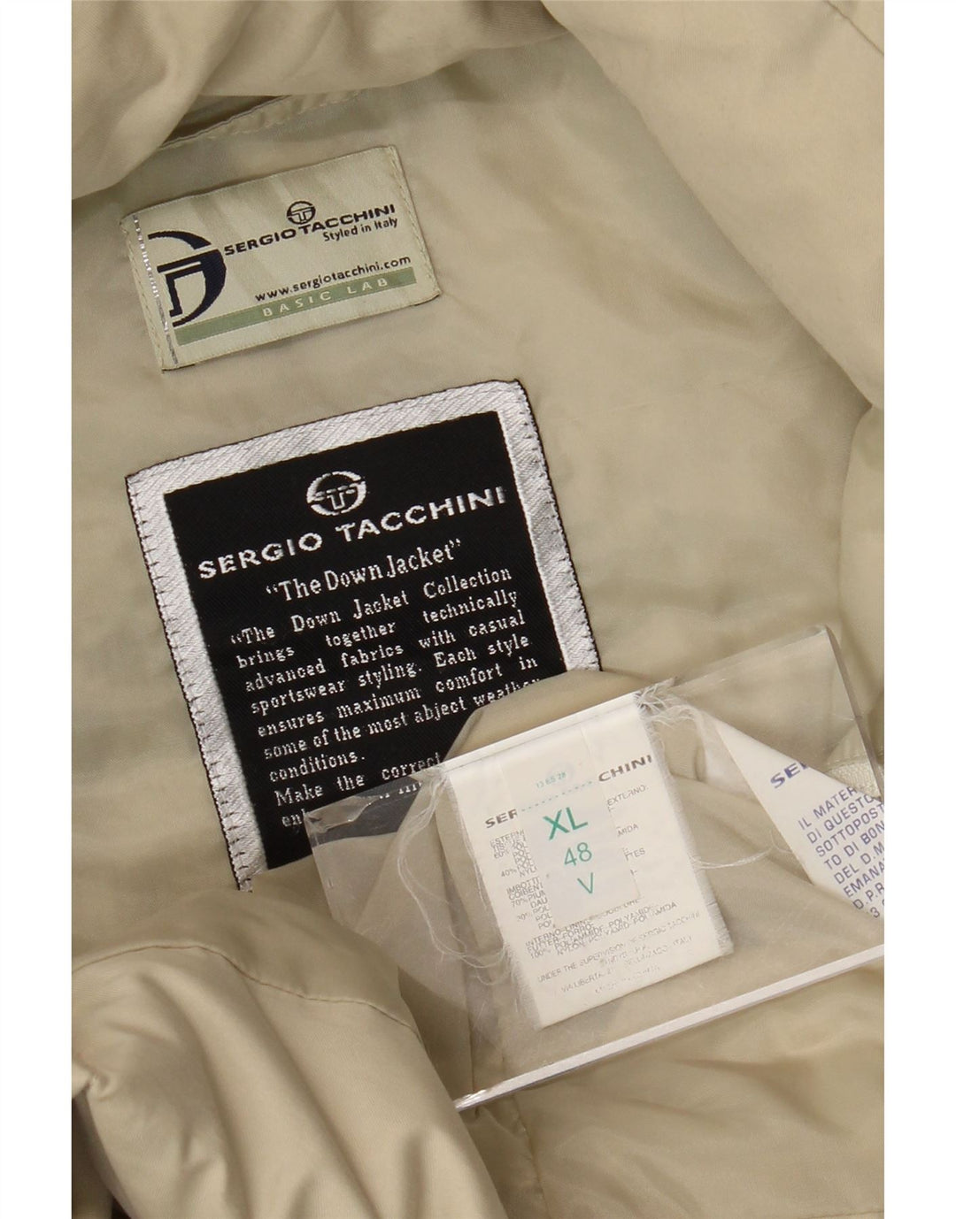 SERGIO TACCHINI Casaco feminino oversized acolchoado com capuz Reino Unido 48 XL Bege