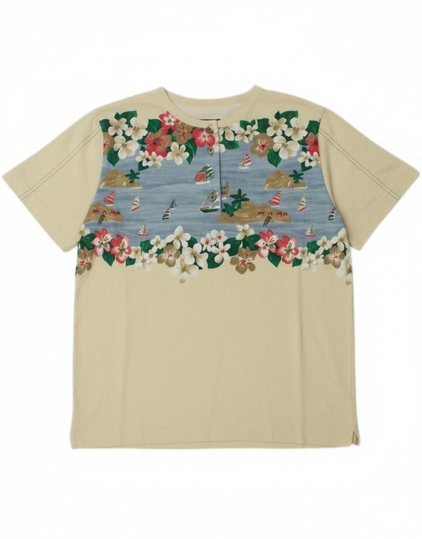 Camiseta feminina Fort & Madox com estampa gráfica EU 44 XL bege floral algodão