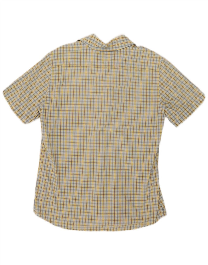 Camisa masculina de manga curta Gas, algodão xadrez amarelo médio