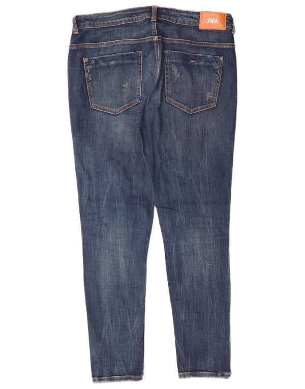 Zara Jeans Slim Feminino EU 42 Grande W32 L28 Azul Algodão Clássico