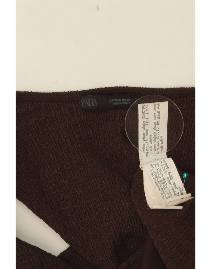 Colete feminino ZARA UK 8 pequeno poliéster marrom