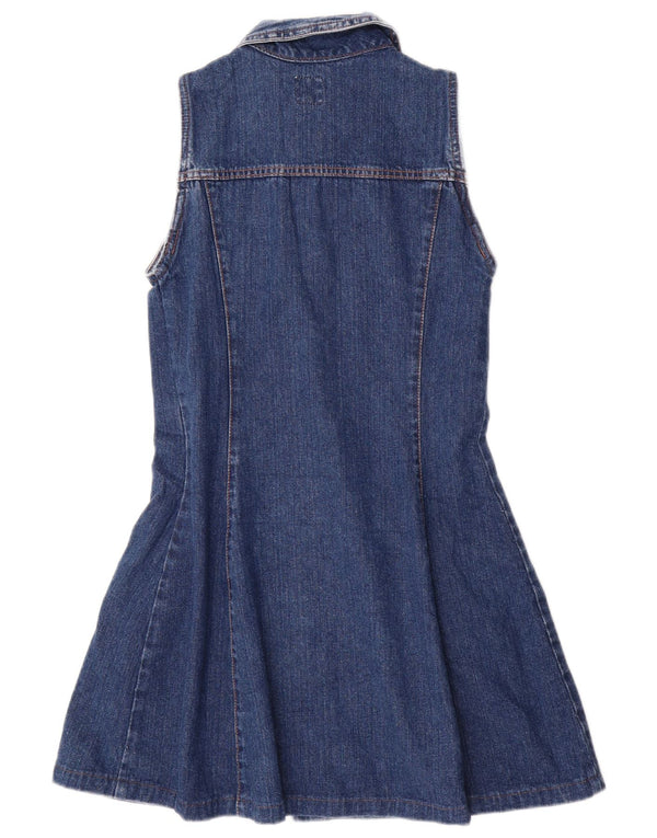 VINTAGE Womens Sleeveless Denim Dress UK 12 Medium Blue