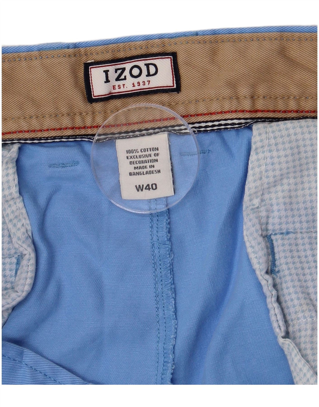 Izod Mens Chino Shorts W40 XL Azul Algodão