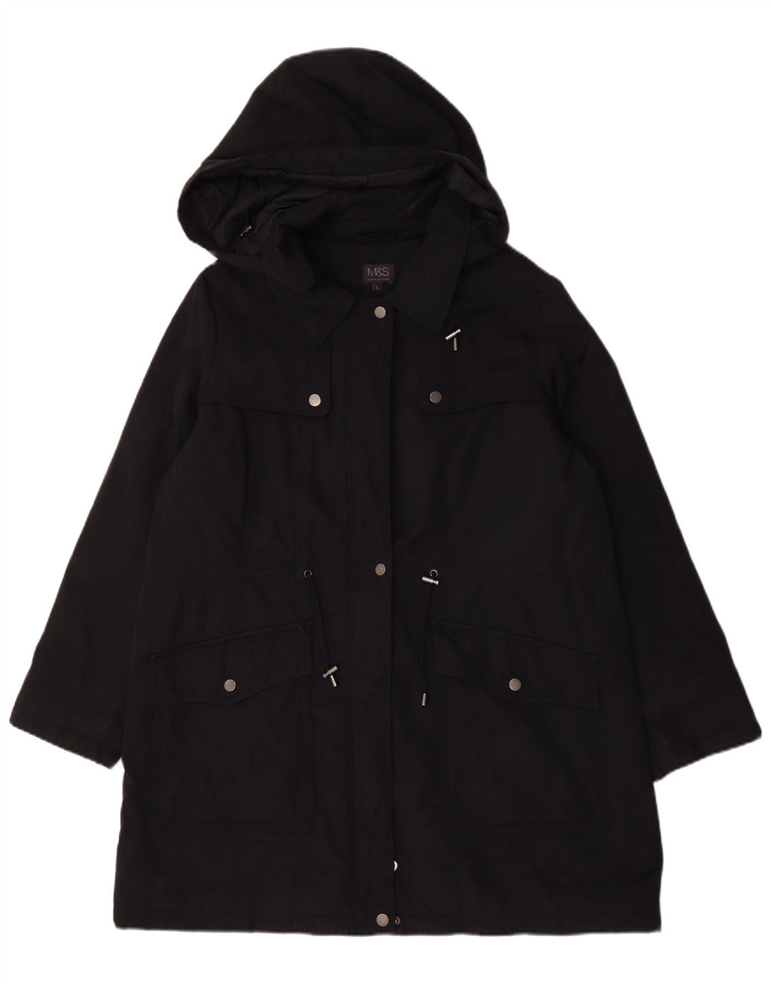 Jaqueta parka feminina com capuz grande Marks & Spencer Reino Unido 16 grande preta
