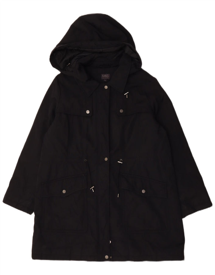 Jaqueta parka feminina com capuz grande Marks & Spencer Reino Unido 16 grande preta